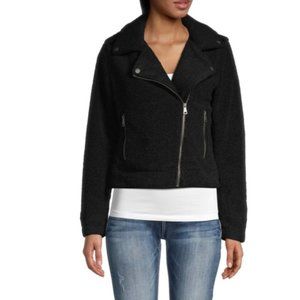Max Studio Faux Shearling Black Moto Jacket